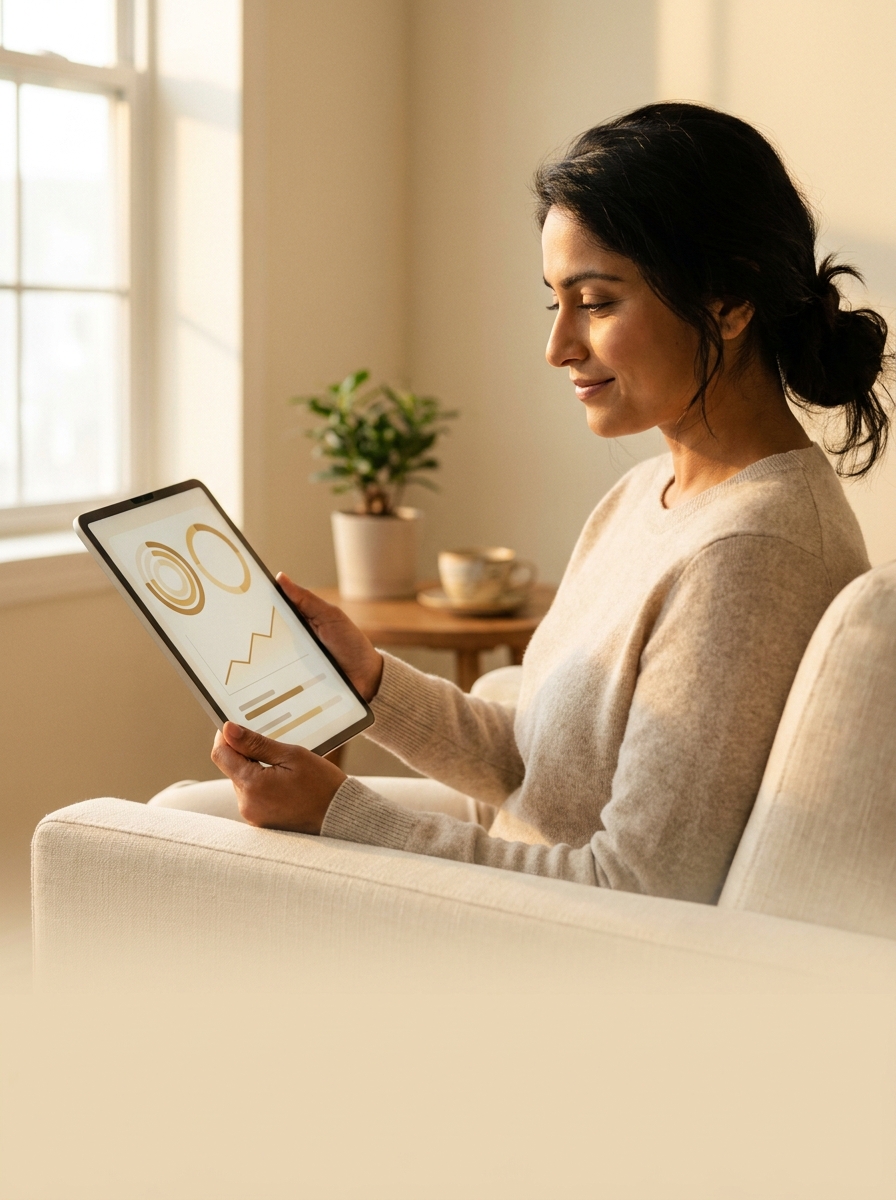 Reviewing health results on a tablet
